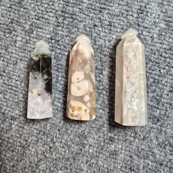 Other - Lot of 3 Crystal Quartz Agate Column Tower Pillars